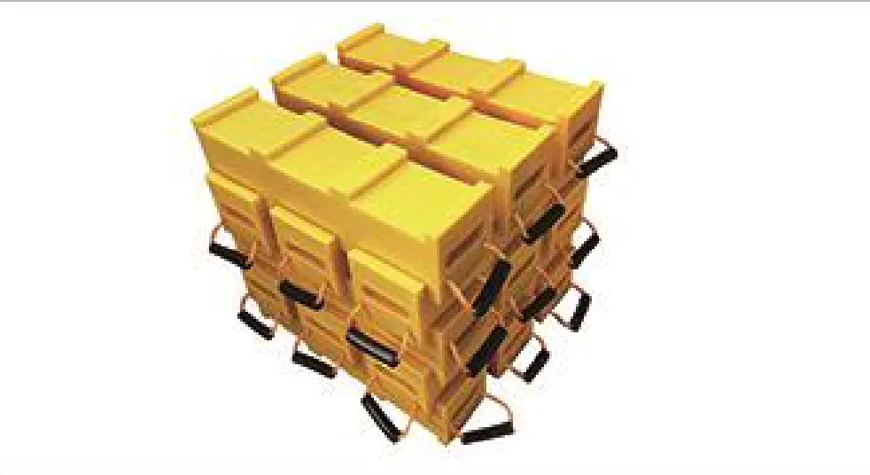 Stacked interlocking cribbing block crib with carry handles