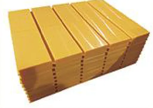 Grooved dock bumper pads stacked for installation