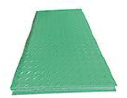 Lightweight composite ground protection mats stacked for transport